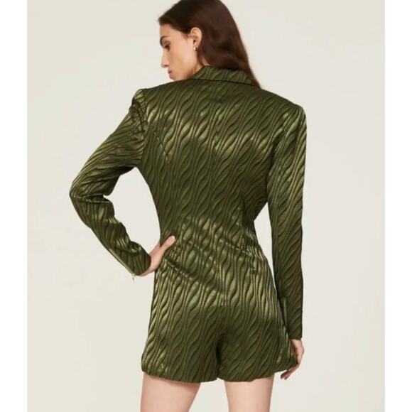 Retrofête‎ Jana Green Zebra Jana Plunging Double Breasted Blazer Sexy Romper Med - Picture 9 of 14